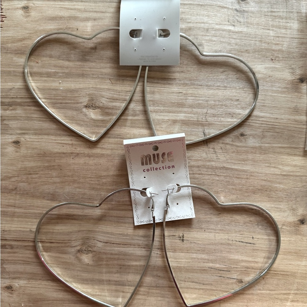 Muse Silver Heart Earrings NWT